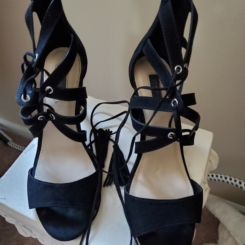 Forever 21 Lace Up Heels with Zipper back